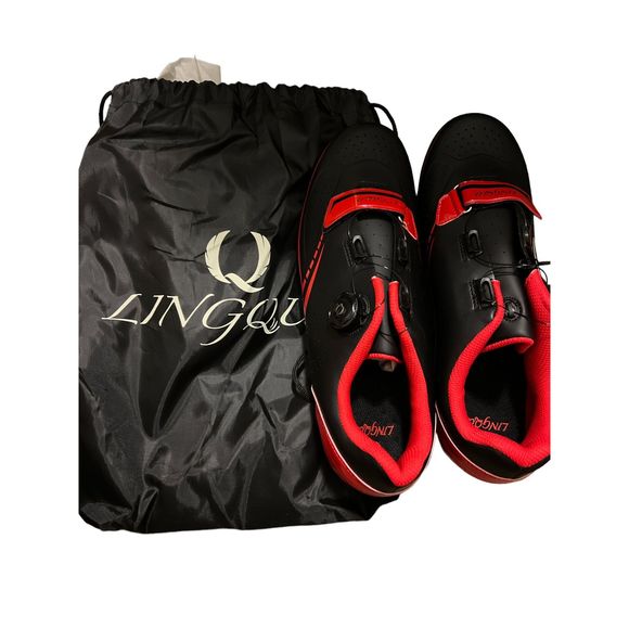 Lingque Cycling Shoes US Mens Womens Size 12 NEW Red Black See Size Chart - Picture 1 of 4